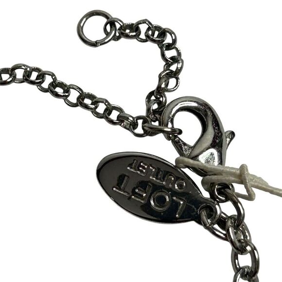 Loft Multi-Strand Gunmetal Tone Necklace Simulated Pearls Rhinestones - Picture 3 of 13